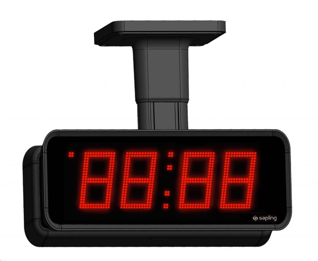 Sapling Large Digital Clock 4 Digits with a Red Display Double Mount