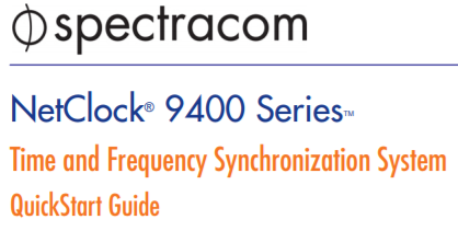 NetClock 9400 Series QuickStart Guide